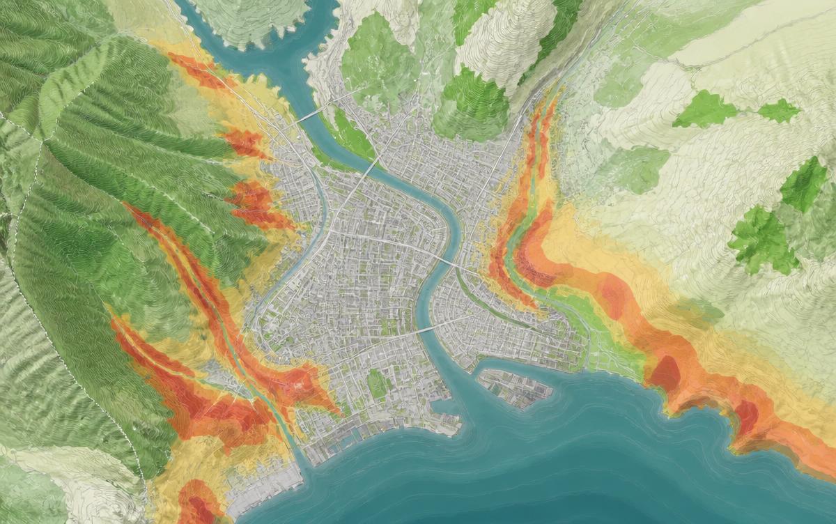 Mapa topográfico e documentos de georreferenciamento de imóvel rural